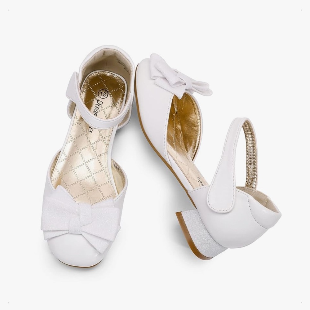White Bow Dress Shoes for Girls